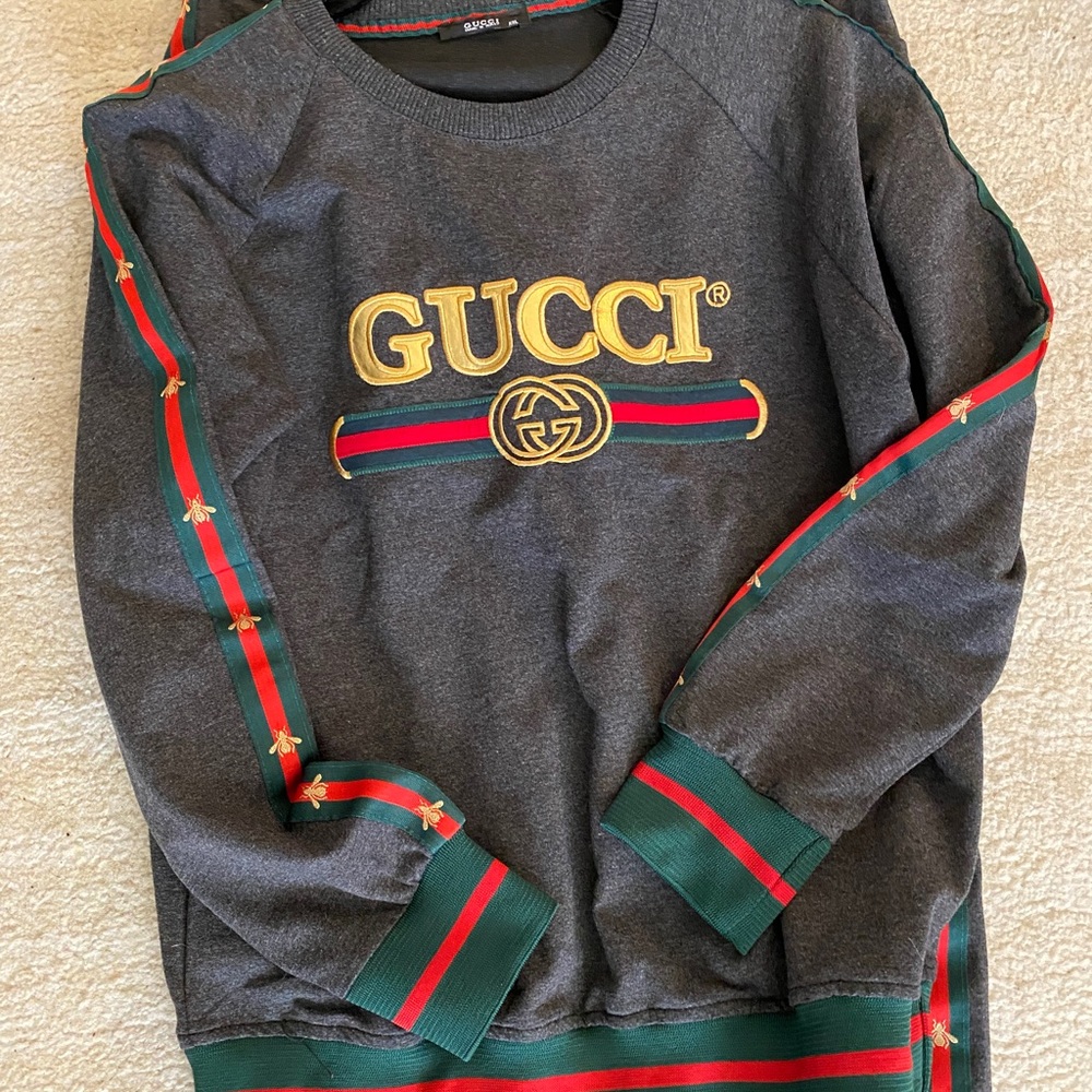 Fits as a L. New Gucci Sweatsuit 2 Piece Amazing Material Great Embroidery.